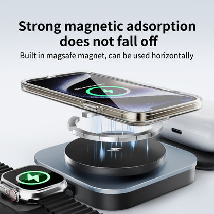 OEM T11 Super Slim Foldable 15W Magsafe 3 in 1 Wireless Charger Holder with Aluminium Alloy Finished