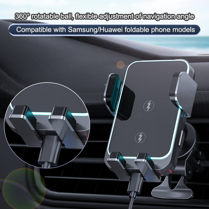 W8Pro Dual Coils Universal Wireless Car Charger for Samsung, Factory OEM 15W Car Mount Induction Wireless Chargers