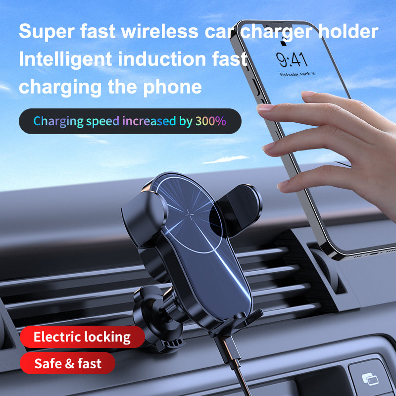 W4 Auto Aim Coil 15W Rapid Wireless Car Charger Holder for iPhone/Samsung/Android