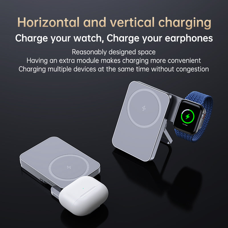 T16 NEW 2IN1 Magsafe Wireless Charging Power Bank with Type C Charging Output For iPhone/Android/Apple watch