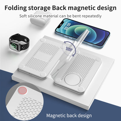 T5 Folding Magsafe 3 in 1 Wireless Charger, 15W Tabletop Chargers Free Upgrade for Apple Watch for iPhone12/13/14/15/16