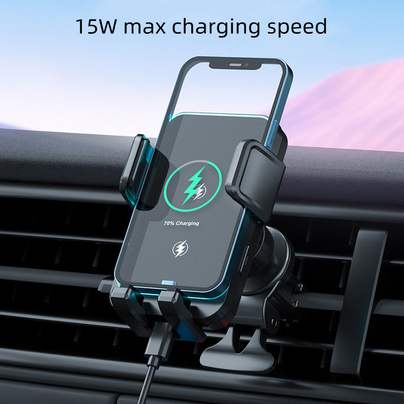 W8 Dual Coils 15W Car Mount Wireless Charger Cheap Price Vehicle Mount Wireless Phone Charging Holder for iPhone/Samsung