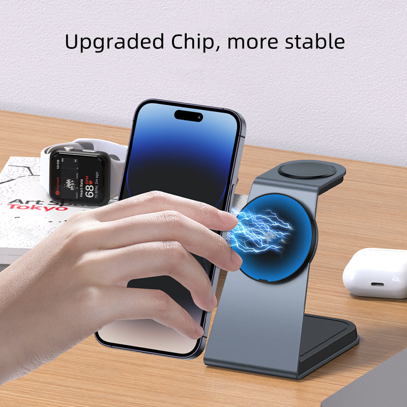 Factory OEM T3 Qi2 Certified Magsafe 3 in 1 Wireless Charger Holder for iPhone12/13/14/15/16