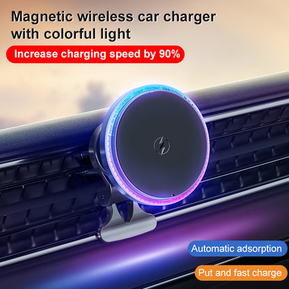 M2Pro Car Accessories Magsafe Wireless Chargers Multi-color LED Indicator Light Magnetic Car Charger for iPhone12/13/14/15/16