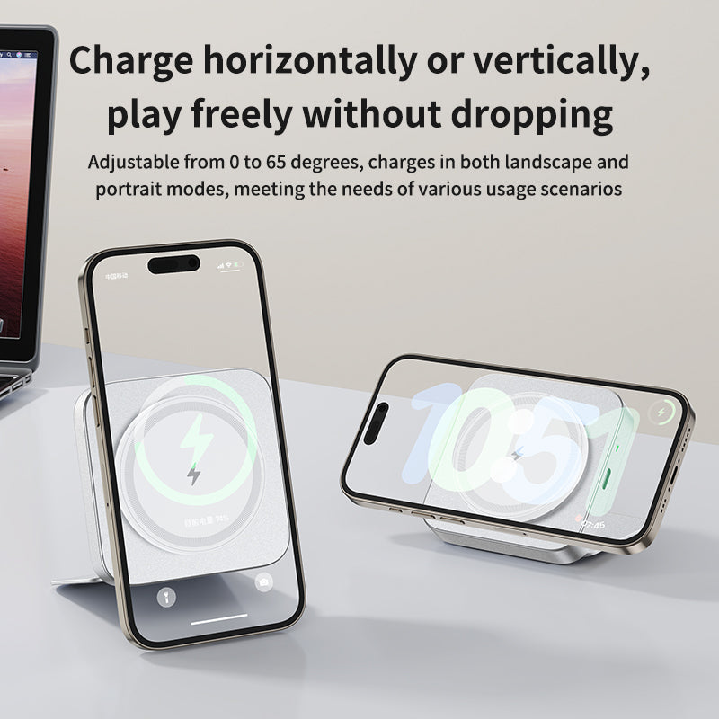 T15 Ultra Mini 2in1 Magsafe Wireless Charger 15W Foldable Wireless Charging Pad Travel Induction Charger for Apple Watch/iPhone