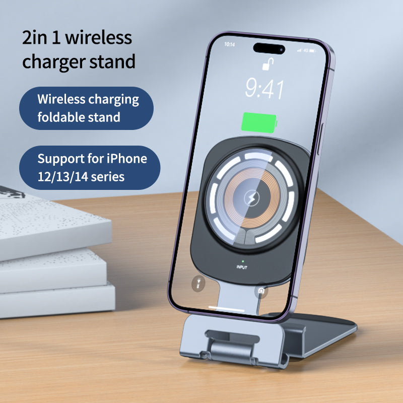 T4 2IN1 Magsafe Wireless Charger and Mobile Phone/iPad Tabletop Holder