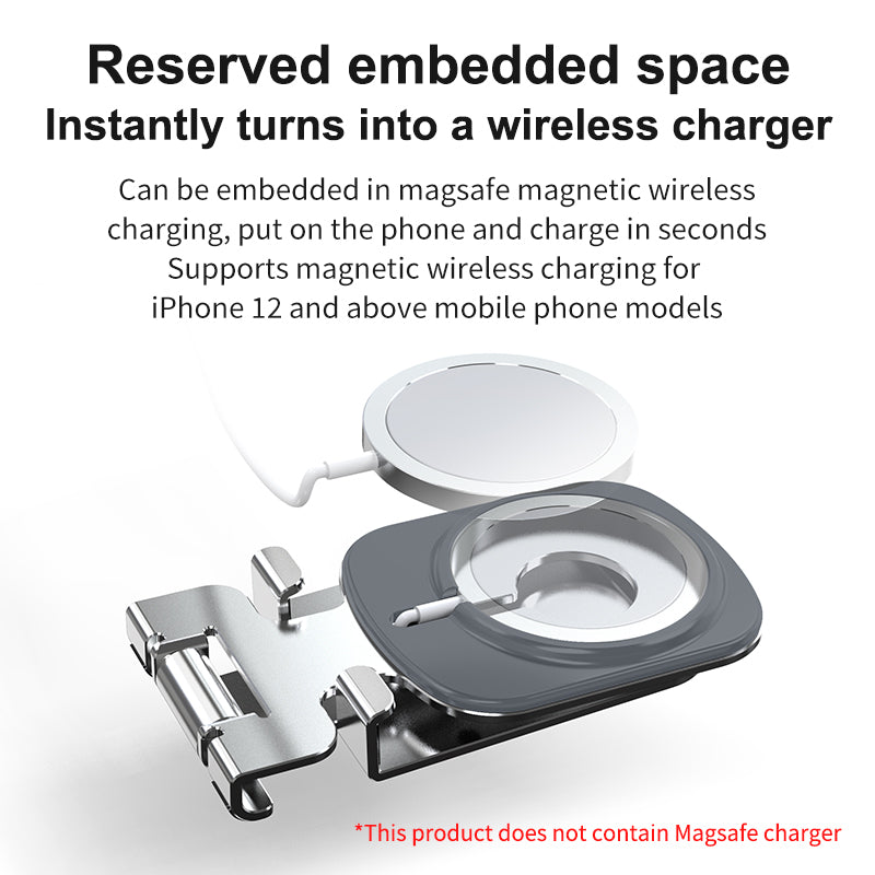 T2 OEM 2IN1 Smart Phone/Tablet Stand Foldable Metal Frame Magsafe Wireless Charger Tabletop Holder For iPad