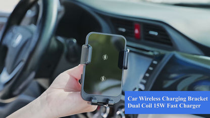 W8Pro Dual Coils Universal Wireless Car Charger for Samsung, Factory OEM 15W Car Mount Induction Wireless Chargers