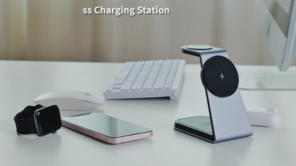 T3 Qi Certified Magnetic 3 in 1 Wireless Charger Holder for iPhone12/13/14/15/16/Airpods/Apple watch