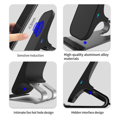 Aluminium Alloy Dual Coils Wireless Charger Universal 15W Fast Wireless Chargers Holder for Android/iPhone/Samsung